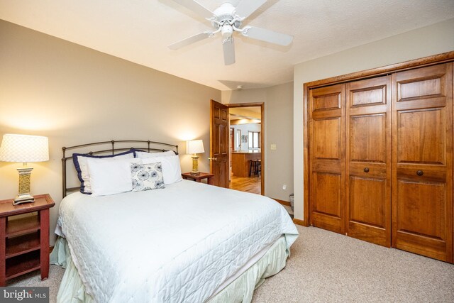 285 Cherry Heights Ln, Mc Henry, MD 21541 - bedroom featuring light colored carpet, ceiling fan, and a closet