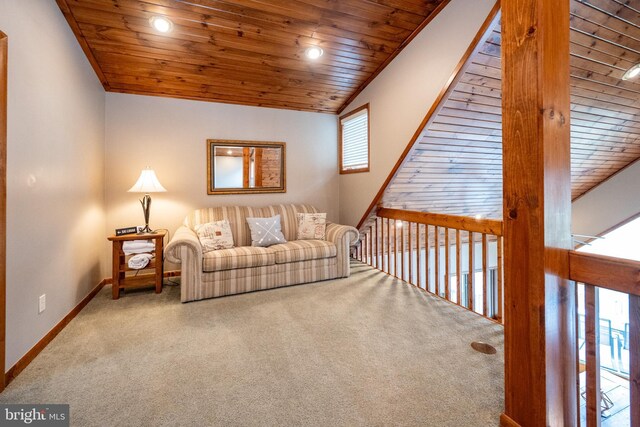285 Cherry Heights Ln, Mc Henry, MD 21541 - carpeted living area featuring wooden ceiling, baseboards, and recessed lighting
