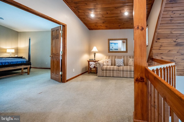 285 Cherry Heights Ln, Mc Henry, MD 21541 - carpeted living room featuring wood ceiling, baseboards, and recessed lighting