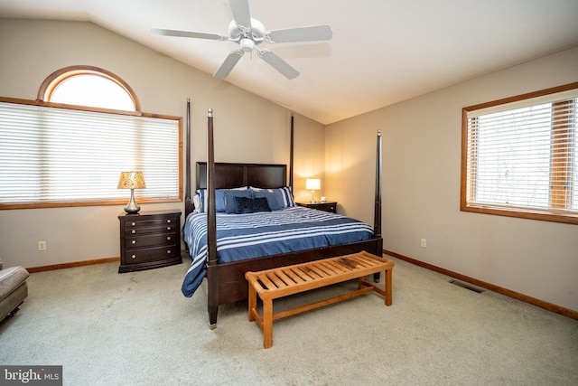 285 Cherry Heights Ln, Mc Henry, MD 21541 - carpeted bedroom with vaulted ceiling, baseboards, and ceiling fan