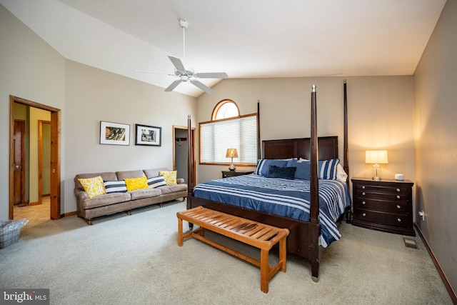 285 Cherry Heights Ln, Mc Henry, MD 21541 - carpeted bedroom with lofted ceiling, baseboards, and ceiling fan