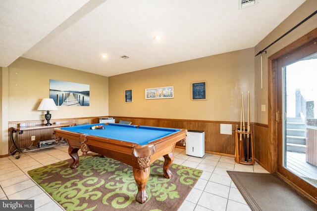 285 Cherry Heights Ln, Mc Henry, MD 21541 - rec room featuring wainscoting, light tile patterned floors, healthy amount of natural light, pool table, and recessed lighting