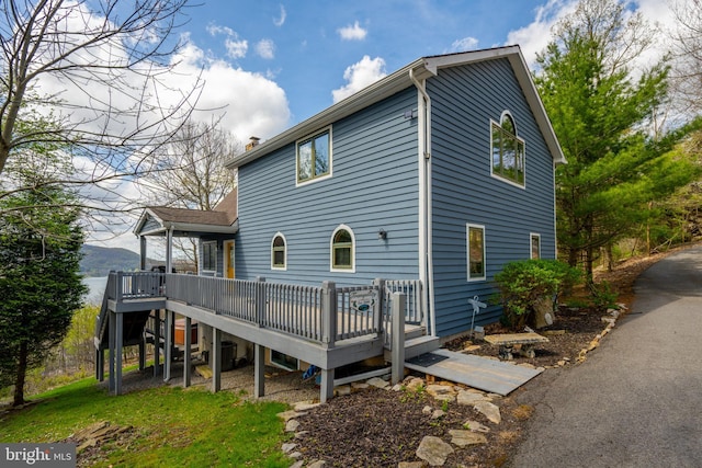 285 Cherry Heights Ln, Mc Henry, MD 21541 - back of property featuring a deck, a chimney, and central air condition unit