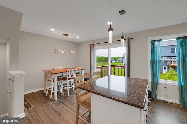 112 Veery Way, Port Matilda, PA 16870 - dining space with wood finished floors, baseboards, and recessed lighting