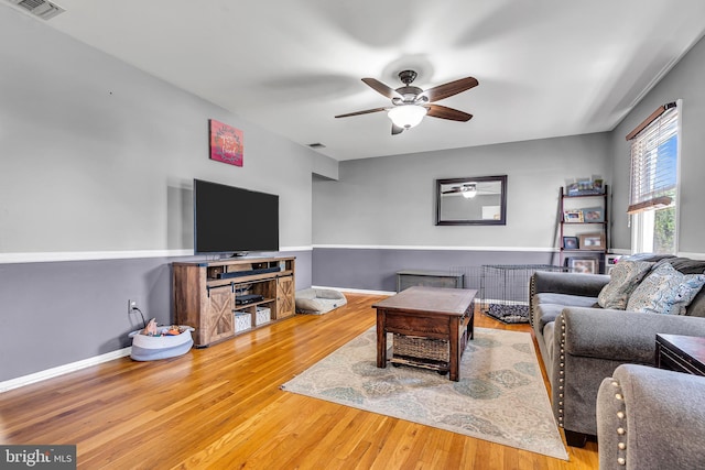 16 Bayberry Dr, Lanoka Harbor, NJ 08734 - living room with ceiling fan, wood finished floors, and baseboards