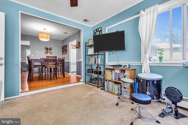 16 Bayberry Dr, Lanoka Harbor, NJ 08734 - carpeted living room featuring ornamental molding