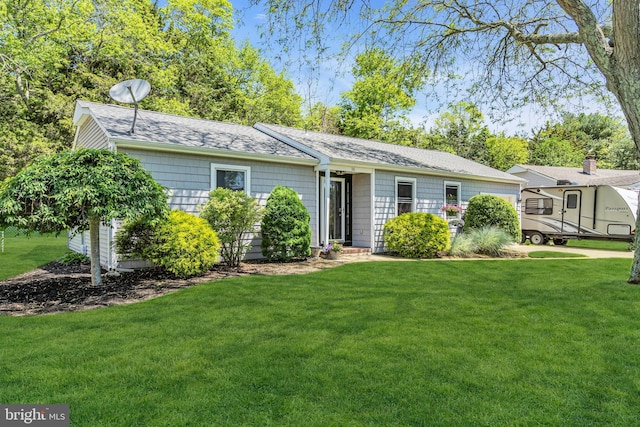 16 Bayberry Dr, Lanoka Harbor, NJ 08734 - ranch-style house with a front yard, roof with shingles, and a garage