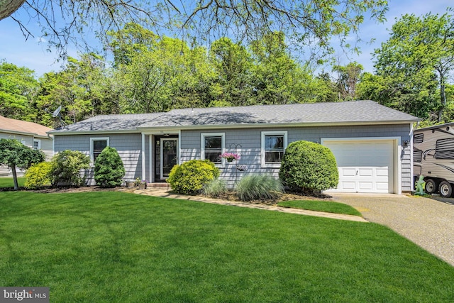 16 Bayberry Dr, Lanoka Harbor, NJ 08734 - single story home featuring a front yard, an attached garage, driveway, and roof with shingles