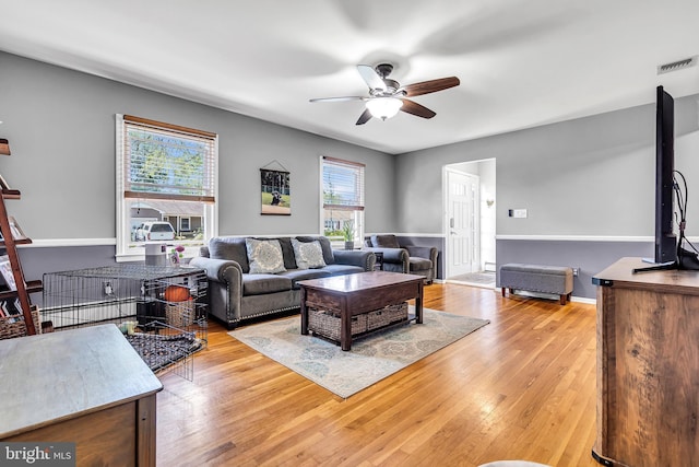 16 Bayberry Dr, Lanoka Harbor, NJ 08734 - living area featuring ceiling fan and light wood-style flooring
