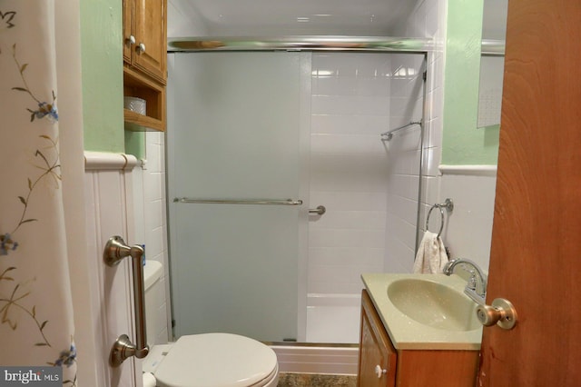 337 W Perry St, Enola, PA 17025 - bathroom featuring a shower stall, toilet, and vanity
