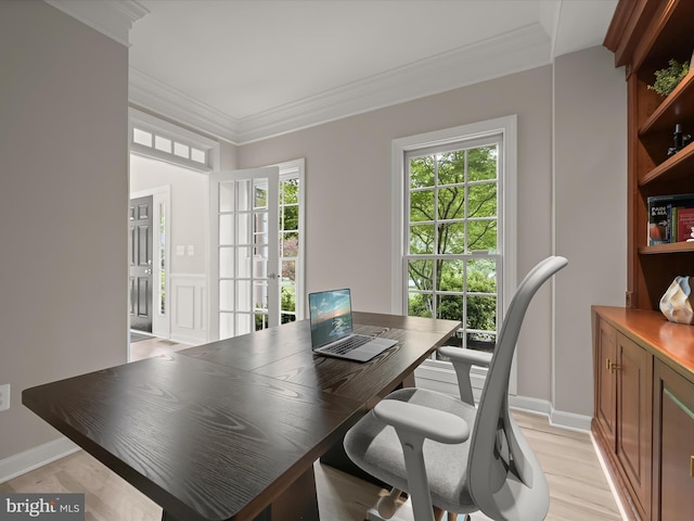 720 Cyprian Ct, Gambrills, MD 21054 - office space featuring ornamental molding, plenty of natural light, and light wood-style flooring