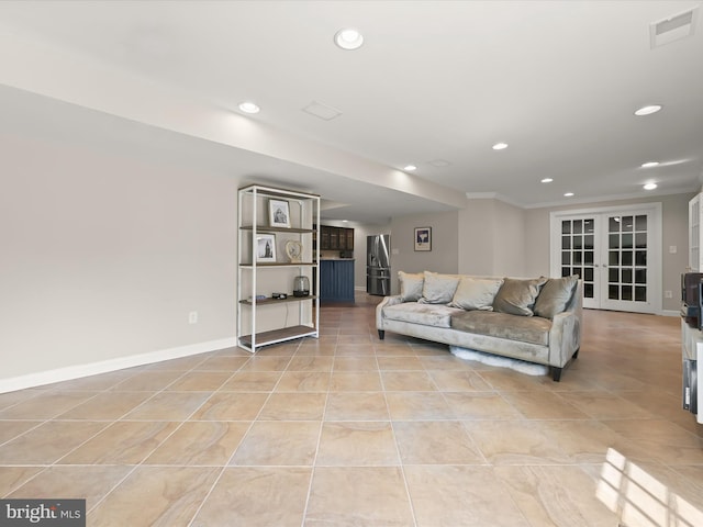 720 Cyprian Ct, Gambrills, MD 21054 - living area with recessed lighting, baseboards, and light tile patterned floors