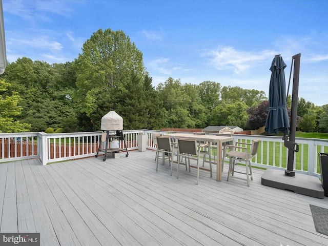 720 Cyprian Ct, Gambrills, MD 21054 - wooden terrace with outdoor dining area
