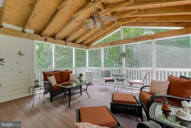 9150 Sparkling Pl, Charlotte Hall, MD 20622 - sunroom featuring an outdoor hangout area and ceiling fan