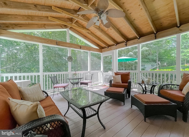 9150 Sparkling Pl, Charlotte Hall, MD 20622 - sunroom / solarium with a ceiling fan, healthy amount of natural light, and an outdoor hangout area