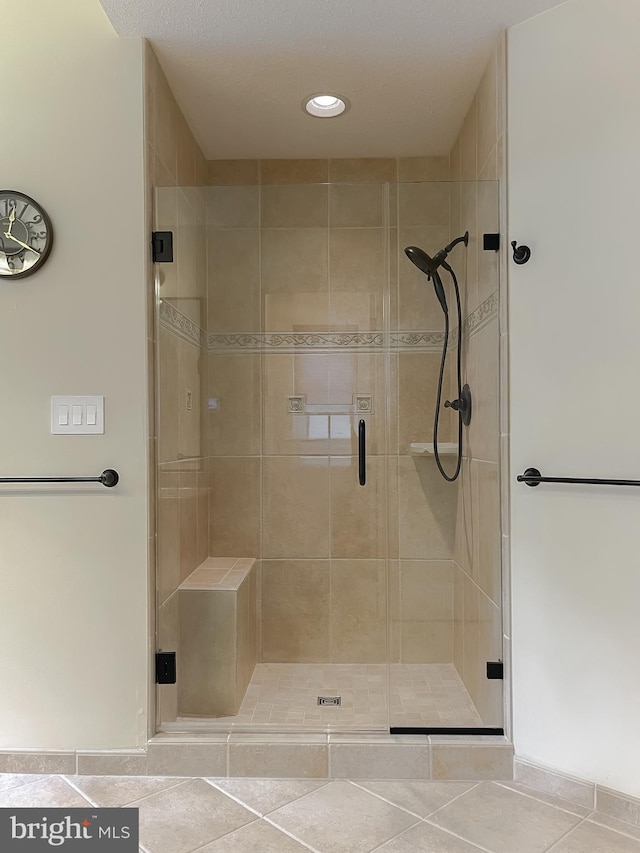9150 Sparkling Pl, Charlotte Hall, MD 20622 - full bathroom with a stall shower, tile patterned flooring, and recessed lighting