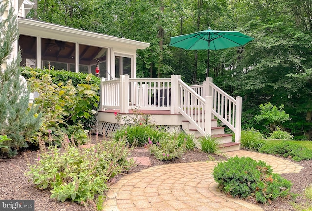 9150 Sparkling Pl, Charlotte Hall, MD 20622 - view of yard with a sunroom and a deck