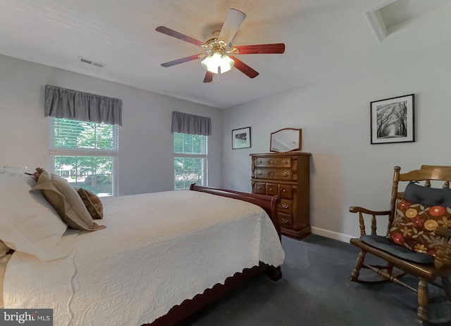 9150 Sparkling Pl, Charlotte Hall, MD 20622 - bedroom featuring dark colored carpet, a ceiling fan, and baseboards