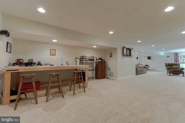 9150 Sparkling Pl, Charlotte Hall, MD 20622 - indoor dry bar featuring carpet floors, recessed lighting, and baseboards
