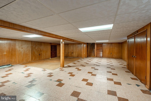 904 W Main St, New Holland, PA 17557 - finished below grade area with light flooring, a drop ceiling, and wooden walls