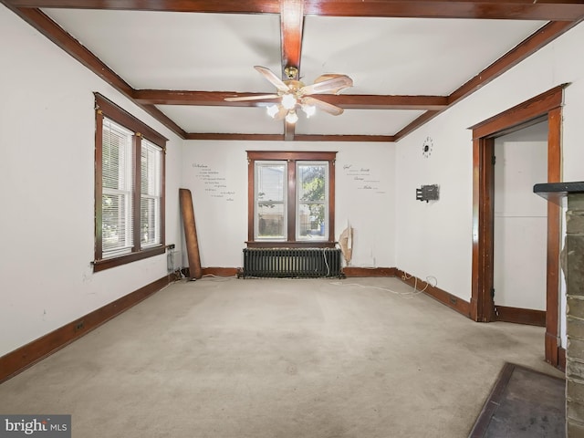 1812 64th Ave, Landover, MD 20785 - spare room featuring healthy amount of natural light, carpet flooring, baseboards, beamed ceiling, and a ceiling fan