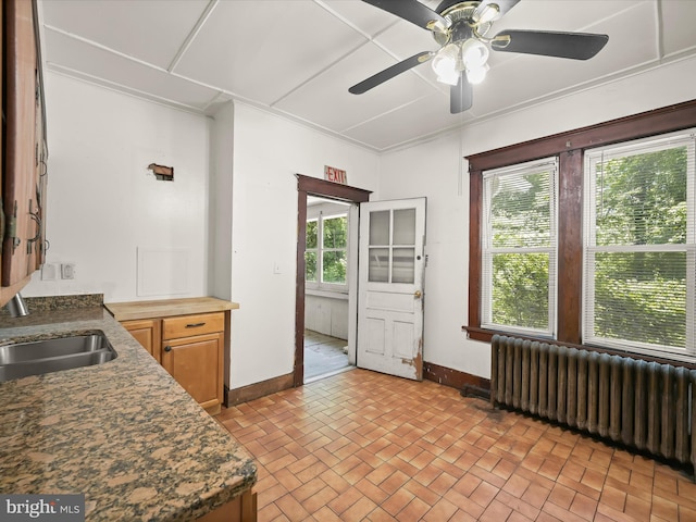 1812 64th Ave, Landover, MD 20785 - kitchen with radiator, a sink, baseboards, and brick patterned flooring