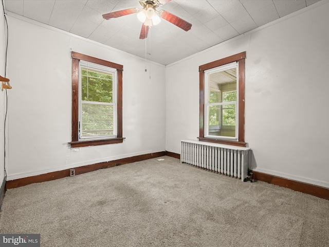 1812 64th Ave, Landover, MD 20785 - spare room with radiator heating unit, carpet, ceiling fan, and baseboards