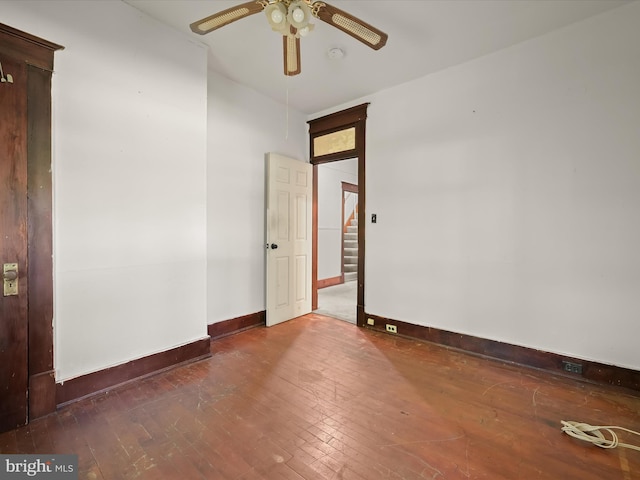 1812 64th Ave, Landover, MD 20785 - empty room with ceiling fan, hardwood / wood-style floors, baseboards, and stairs