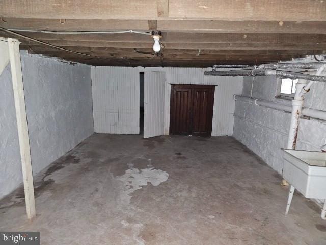 view of unfinished basement
