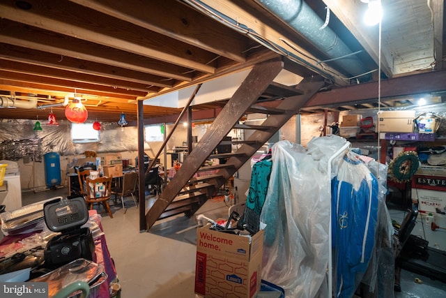 2880 Middletown Rd, Waldorf, MD 20603 - basement with a water pressure tank and stairs