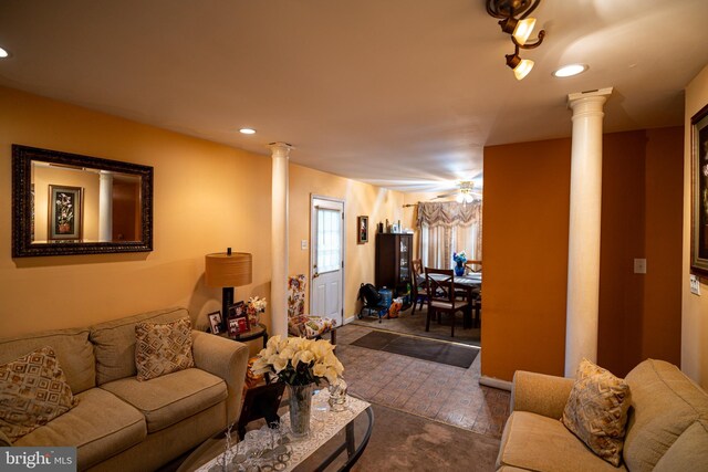 2880 Middletown Rd, Waldorf, MD 20603 - living area featuring decorative columns and recessed lighting
