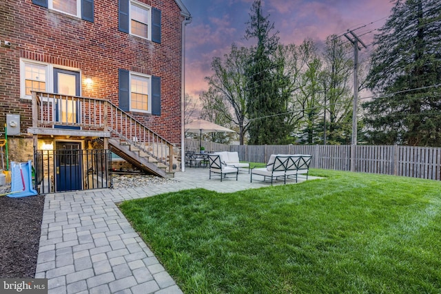 2 Murdock Rd, Baltimore, MD 21212 - yard at dusk with a patio and stairs