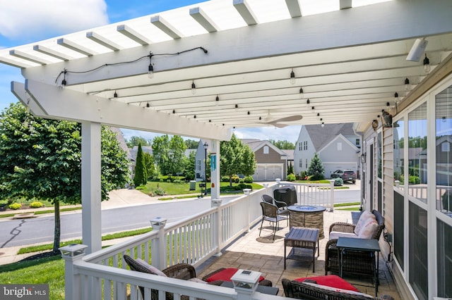 21 Whaleback Ln, Fredericksburg, VA 22406 - view of patio featuring a pergola and a fire pit