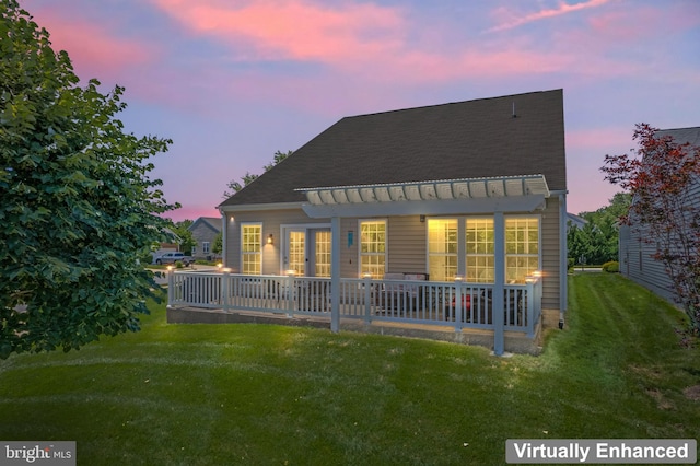 21 Whaleback Ln, Fredericksburg, VA 22406 - back of property with a lawn, a pergola, and a shingled roof