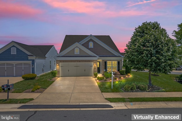 21 Whaleback Ln, Fredericksburg, VA 22406 - view of front facade with concrete driveway, a front lawn, and a garage