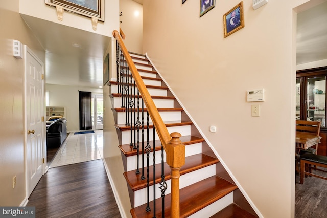 1533 Meadowview Dr, Pottstown, PA 19464 - stairs with wood finished floors and baseboards