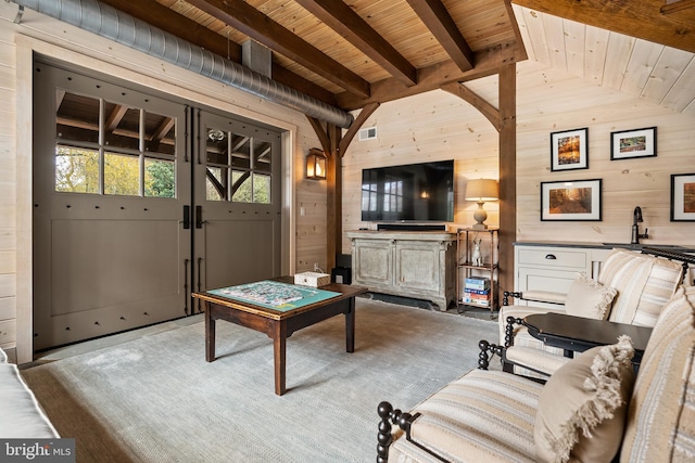 6529 Sothoron Rd, Mclean, VA 22101 - living area featuring wooden walls and wood ceiling
