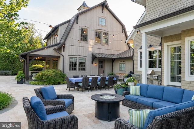 6529 Sothoron Rd, Mclean, VA 22101 - view of patio featuring an outdoor living space with a fire pit and outdoor dining space