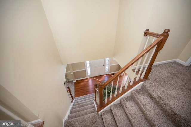 24 Cross Cut Ln, Fredericksburg, VA 22405 - stairs with baseboards and wood finished floors