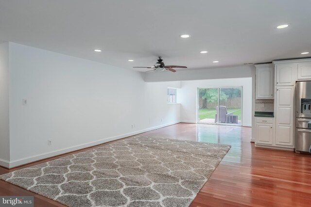 5923 Westridge Ct, Alexandria, VA 22310 - unfurnished living room with ceiling fan, recessed lighting, light wood-type flooring, and baseboards