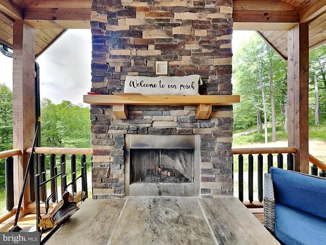 966 Fork Run Trl, Mc Henry, MD 21541 - detailed view of an outdoor stone fireplace