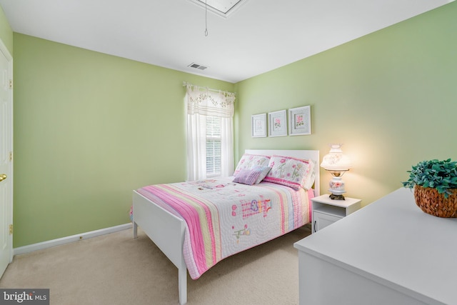 128 Bay Club Pkwy, North East, MD 21901 - bedroom with light carpet, attic access, and baseboards