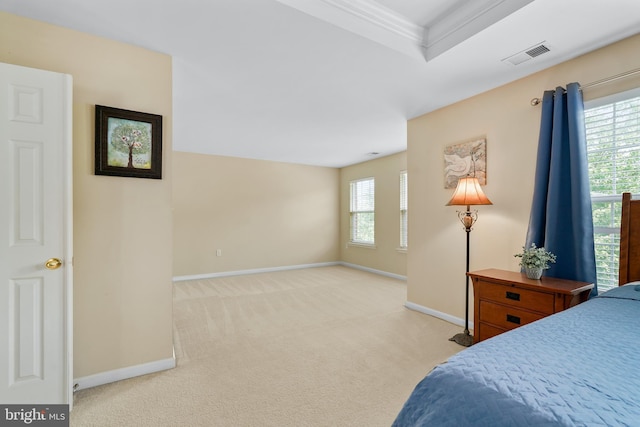 128 Bay Club Pkwy, North East, MD 21901 - bedroom with light carpet, baseboards, multiple windows, and ornamental molding