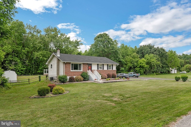 241 Fenwick Rd, Woodstown, NJ 08098 - single story home featuring brick siding, a chimney, and cooling unit