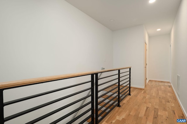 1638 Rialto St, Charlottesville, VA 22902 - hall featuring an upstairs landing, light wood-style flooring, recessed lighting, and baseboards