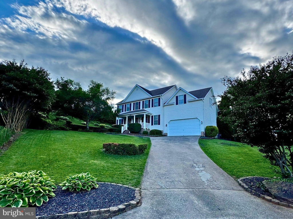 134 Derby Way, Warrenton, VA 20186 - view of front of property with a front yard, a garage, and concrete driveway