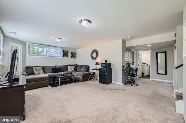 1201 Cobb Rd, Baltimore, MD 21208 - carpeted living area with baseboards