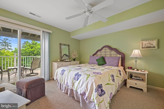 19830 Church St Unit 26, Rehoboth Beach, DE 19971 - bedroom featuring access to outside, light colored carpet, ceiling fan, and baseboards