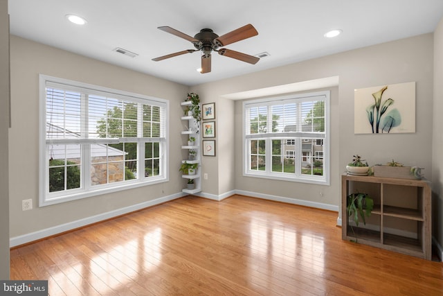 3949 Taney Ave, Alexandria, VA 22304 - spare room featuring plenty of natural light, a ceiling fan, light wood-style flooring, baseboards, and recessed lighting