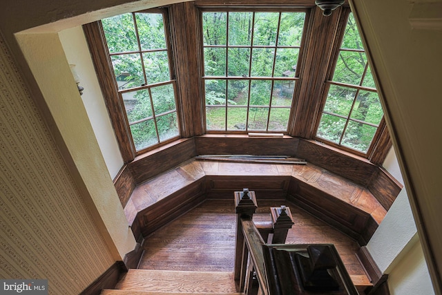 unfurnished dining area featuring wood finished floors and healthy amount of natural light